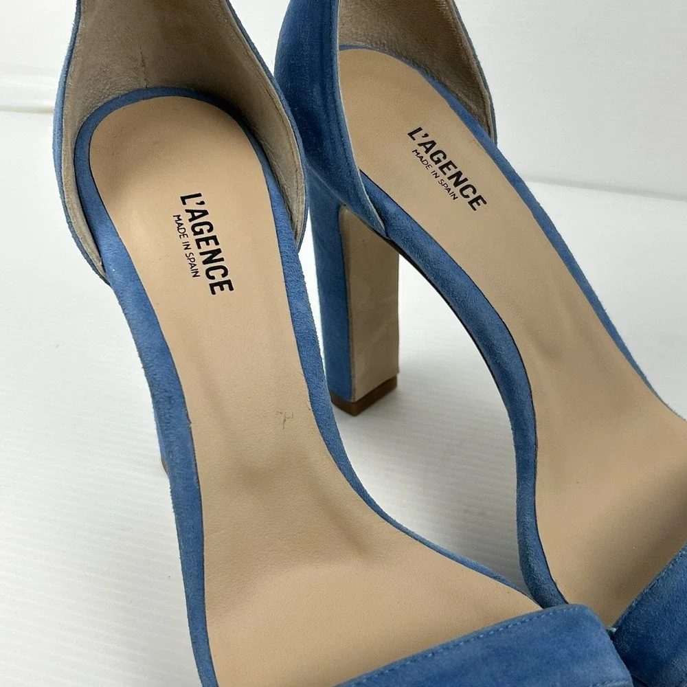 L'agence Size 36 US 6 Avice Block High Heel NEW Blue Suede Ankle‎ Strap $219